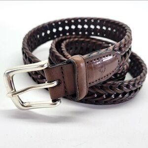 Dockers Brown Leather & PU Leather Braided Belt  38” Long Adjustable Sizing